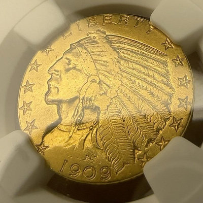 NGC 35, 1909年，美國印第安人鷹洋，5美元金幣 8