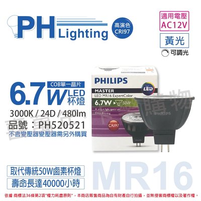 [喜萬年]PHILIPS飛利浦 LED 6.7W 12V 24度 930 可調光 高演色 COB 杯燈_PH520521