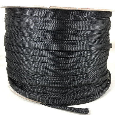 避震網 蛇皮網 10mm 黑色特級加密型 PET編織網 尼龍網套線管1米~居家