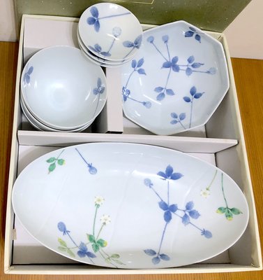 日本京都 橘吉 陶瓷餐具組 1橢圓深盤+1八角湯碗+3飯碗+3小碟子 日本製