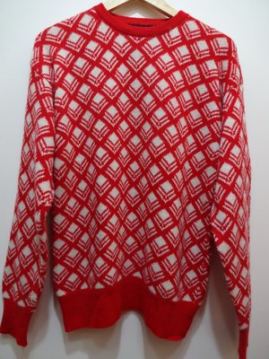重磅厚織~專櫃 100% cashmere 喀什米爾 羊絨 紅色格紋 超輕量柔軟保暖  毛衣 (大尺寸)~B262