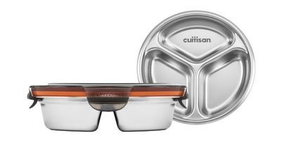 Cuitisan 酷藝師 304可微波不鏽鋼 圓形 三隔餐盒 征旅系列 280ml 全新