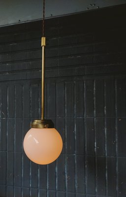 銅燈 奶油球 天井 吊引式  . 本體長 48 含線總長 98