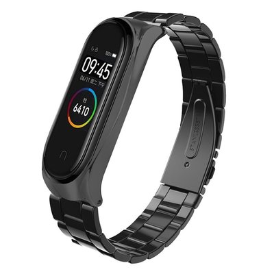 mi band 4 錶帶 無螺絲 不銹鋼錶帶 智能手錶 更換帶 NFC版 適用於小米手環4 3代 金屬腕帶-現貨上新912