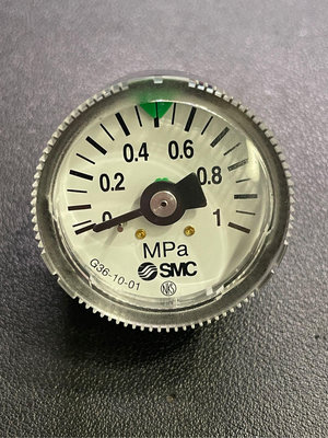SMC G36-10-01指針壓力表|壓力範圍0~1MPa。  1/8PT牙