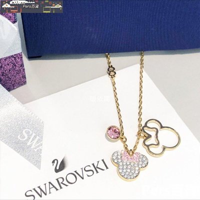 【熱賣精選】推薦SWAROVSKI水晶元素時尚可愛粉老鼠米奇項鏈女士鎖骨鏈本命年女鼠年新品