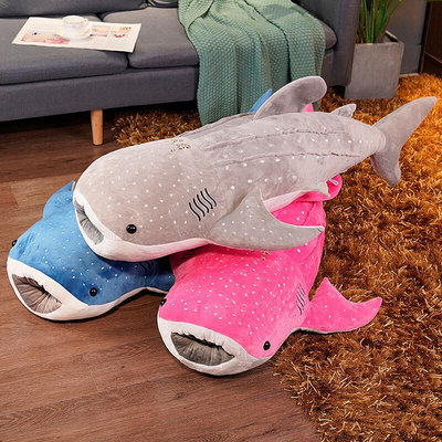 新款熱銷 大號鯊魚跨境毛絨玩具海洋鯨魚公仔布娃娃抱枕創意鯨鯊兒童禮物 動漫星城周邊玩偶