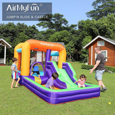 Airmyfun小型兒童遊樂設備氣墊床滑梯蹦床城堡 戶外運動充氣跳床