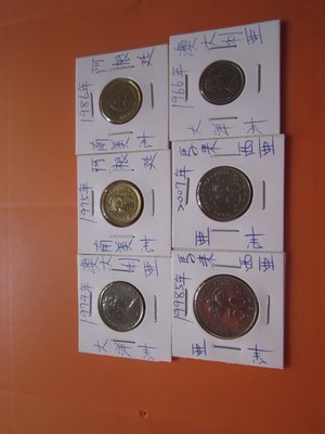 澳洲+馬來西亞+阿根廷=錢幣共6枚