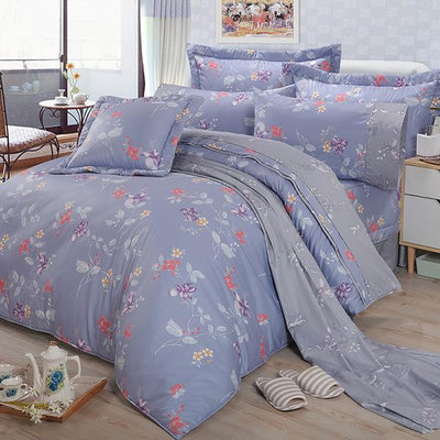【FITNESS】精梳棉雙人七件式床罩組-馬格森特(灰藍)_TRP多利寶