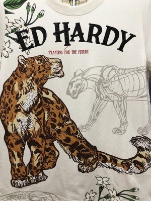 亞軒潮店 潮款現出Ed Hardy 2021新款下山虎印花燙鉆老虎頭純棉圓領男女款短袖T恤