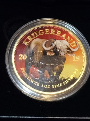 2019 Gold gilded Krugerrand with Buffalo image 1 英兩銀幣 (全新現貨)