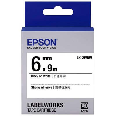 【OA_SHOP】含稅 EPSON 6mm 高黏性系列 LK-2WBW 白底黑字 標籤帶