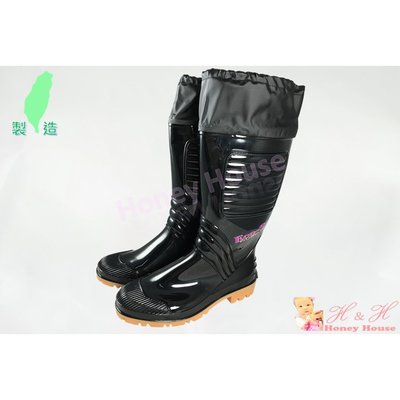 HH - 9307 【百振江車皮款】 男款雨鞋 雨靴 台灣製造