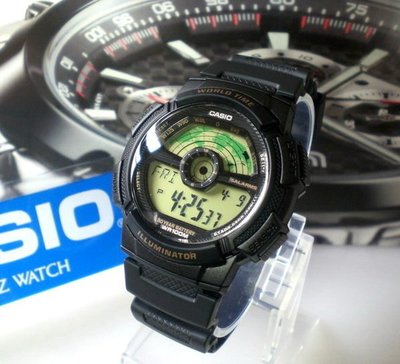 CASIO手錶 經緯度鐘錶 百米防水 仿飛機儀表板 LCD模擬指針造型 公司貨【特價790】 AE-1100W-1B