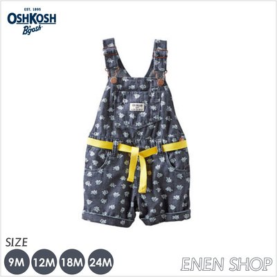 『Enen Shop』@OshKosh Bgosh 玫瑰印花綁帶款單寧吊帶短褲 #454A786｜9M/12M/18M