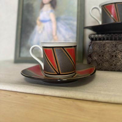 日本中古咖啡杯 mikasa米卡薩 線條幾何圖形咖啡杯