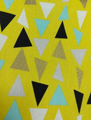 日本 進口布料 不規則三角幾何圖型 金葱棉麻布(幅寬110cm)一尺/126元
