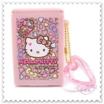 ♥小公主日本精品♥ Hello Kitty 豹紋 飾品盒 小物盒 珠鍊愛心吊飾 附鏡子 日本製 12015603