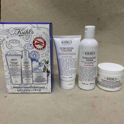 【開心小店】實拍Kiehls 契爾氏高保濕三件套 內含：高保濕水250ml，高保濕洗面奶150ml，高保濕面霜125ml