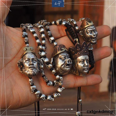 主師原創設計印度西遊行108顆羅漢珠項鏈念珠純銀實心佛頭項鏈