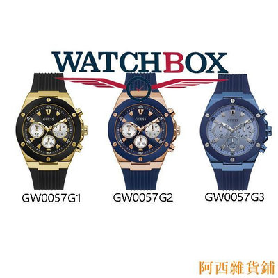 阿西雜貨鋪原廠GUESS男士手錶石英錶帶時尚腕錶46 毫米圓形男表GW0057G1 GW0057G2 GW0057G3