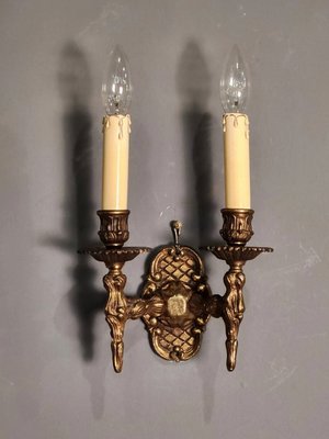 法國 純厚銅 高質感  壁燈(雙燈) 銅壁燈  古董燈 la0418【卡卡頌 歐洲古董】✬