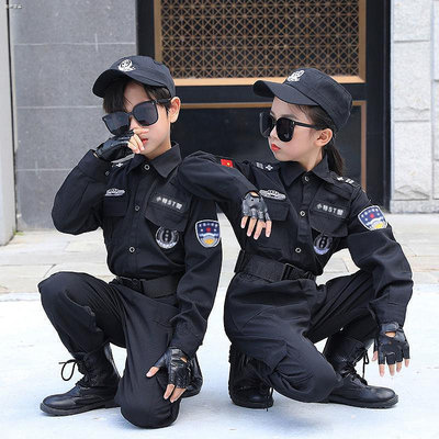 【小點點】熱賣  兒童角色扮演服 造型服 兒童警察服 長袖特警衣服 交警制服 男童小警察女童警察表演服