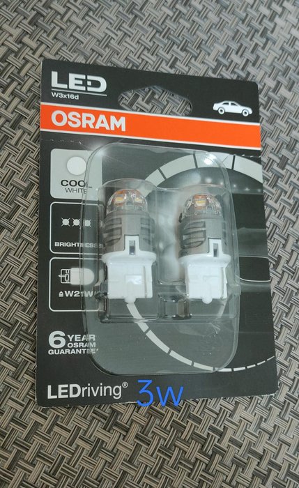Osram 7905CW-02B Cool White 6000K 3W W3 x 16D W21W T20 Sc LED Retrofits 
