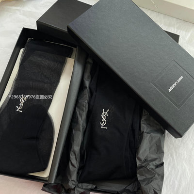 現貨Saint Laurent 圣羅蘭Ysl Rose同款黑色水鉆絲襪 全新帶盒實拍 非真假不 SizeM4616【二手】飾品 藝術 裝飾