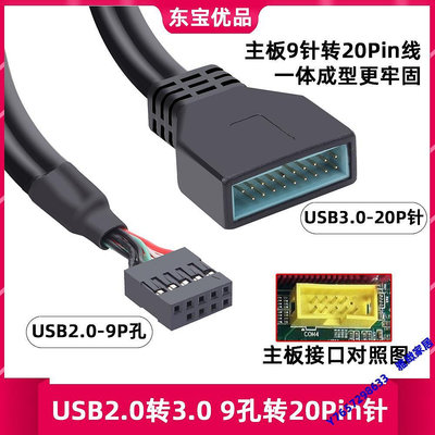 主機機箱USB2.0轉USB3.0前置19針轉9針前置USB2.0排母9針轉19pin-雅緻家居