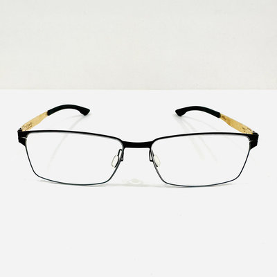《名家眼鏡》ic! berlin 德國薄鋼框黑面配金色鏡腳光學鏡框Toru N.Black【台南成大店 】