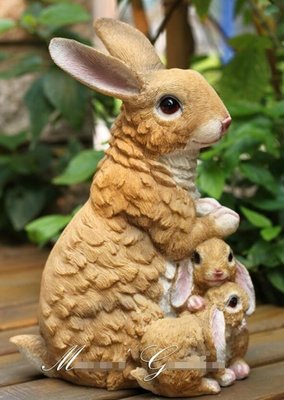 4742b 歐式 好品質  可愛小白兔家族兔子造景擺件擺設品庭園花園戶外室內外裝飾品送禮禮品