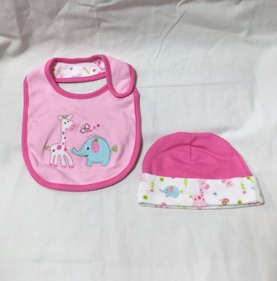 購Happy~AGABANG 有機棉嬰兒服飾 圍兜+帽帽 粉