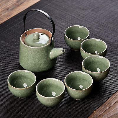 特價青瓷茶具陶瓷套裝家用簡約泡茶壺茶杯子茶盤整套功夫茶具批發
