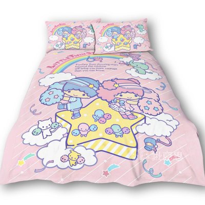 台灣製正版雙星仙子雙人床包+兩用被 5*6尺現貨/雙子星床包 床單 兩用被 雙子星雙人床包 雙子星床包 kikilala littletwinstars