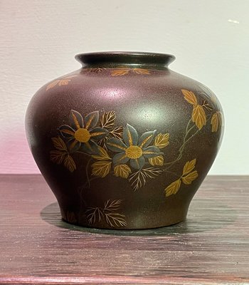 日本漆器 仿造銅花瓶