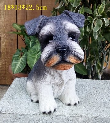 【浪漫349】    坐姿幼犬雪納瑞雕塑狗模型擺飾 波麗材質