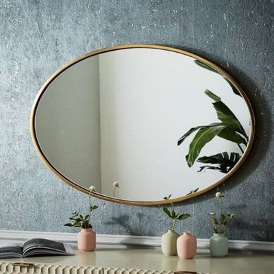 熱賣 北歐簡約創意裝飾壁掛梳妝化妝鏡橢圓形鏡子衛生間洗手間浴室鏡