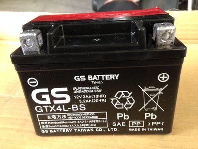 【部長電池】 GTX4L-BS  50 90 機車電瓶統力 GS杰士     適用YTX4L-BS/4號