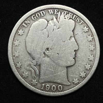 特價保真：1900年O版美國巴伯半元銀幣 巴伯爾50分銀幣