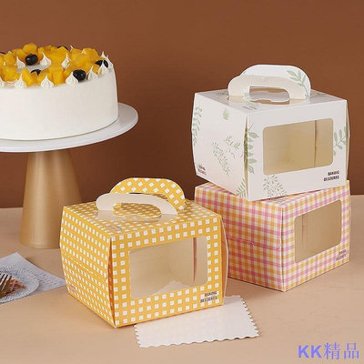 全館免運 4吋蛋糕盒 乳酪蛋糕盒 巴斯克蛋糕盒 手提蛋糕盒 開窗4寸小4寸蛋糕盒手提四寸迷你卡通生日方形西點慕斯包裝盒