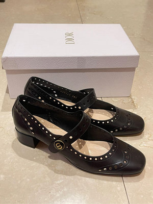 只賣真品~ Dior 黑色低跟瑪莉珍鞋 娃娃鞋 38.5
