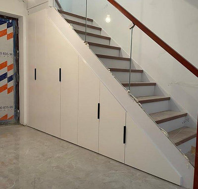 樓梯櫃定製樓梯下儲物櫃 收納三角衣櫃抽拉式收納櫃展示-#促銷