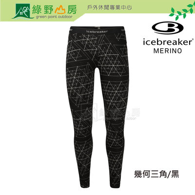 《綠野山房》Icebreaker 女 Vertex 貼身保暖長褲 BF260 幾何三角/黑 IB105213-001