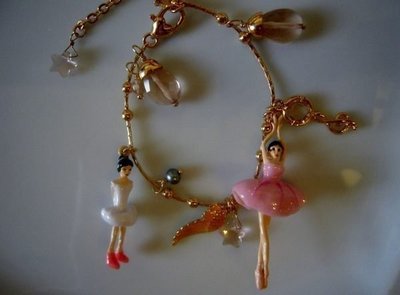 【巴黎妙樣兒】 法國廠製造 Les Nereides 芭蕾舞伶系列 金蔥櫻花粉褶痕舞衣手鍊