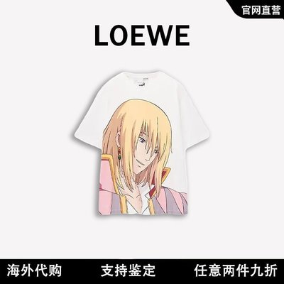 【熱賣精選】LOEWE/羅意威 新款哈爾移動城堡系列卡西法印花圖案短袖男女T恤夏