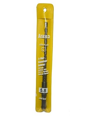 ASEKO 專業級 5.8*160mm 一體型 四溝水泥鑽尾 SDS 1/4六角釘 水泥釘用 單支