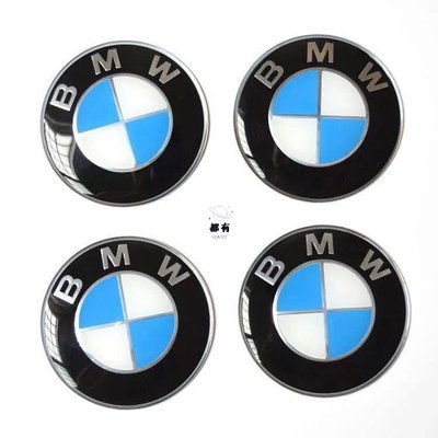 現貨 4個輪轂蓋貼 適用於BMW 輪胎中心蓋標貼 適用於寶馬車貼 藍白車標 56mm 60mm 65mm 67mm 70