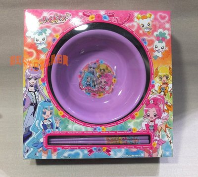 有狀況品 日本製 卡漫 光之美少女 HeartCatch PreCure 兒童餐具組 點心組 碗+筷子 紫色